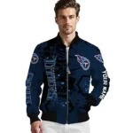customized tennessee titans hexagon cluster navy black bomber jacket best selling