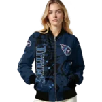 customized tennessee titans hexagon cluster navy black bomber jacket best selling