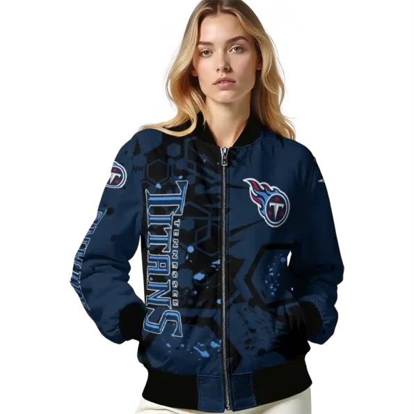 customized tennessee titans hexagon cluster navy black bomber jacket latest model
