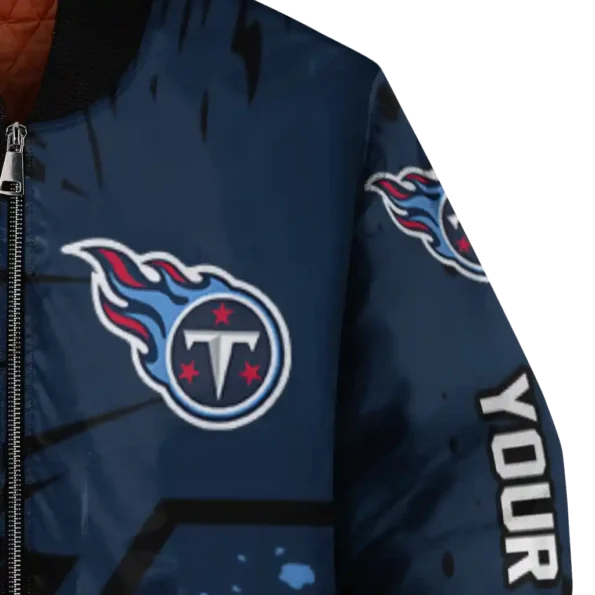 customized tennessee titans hexagon cluster navy black bomber jacket premium grade