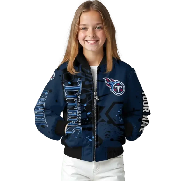 customized tennessee titans hexagon cluster navy black bomber jacket top rated