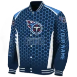 customized tennessee titans hexagon grid navy varsity jacket best selling