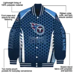 customized tennessee titans hexagon grid navy varsity jacket best selling