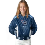 customized tennessee titans hexagon grid navy varsity jacket best selling