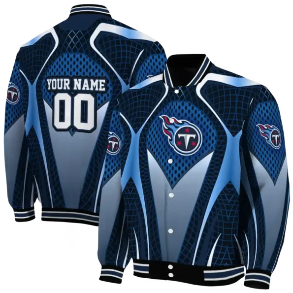 customized tennessee titans mesh chest red crocs black varsity jacket fashion forward