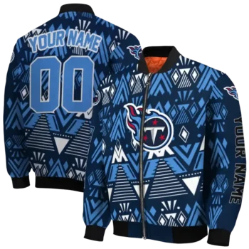 customized tennessee titans pyramid shapes navy bomber jacket fashion forward