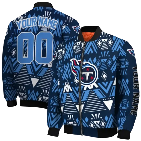 customized tennessee titans pyramid shapes navy bomber jacket fashion forward