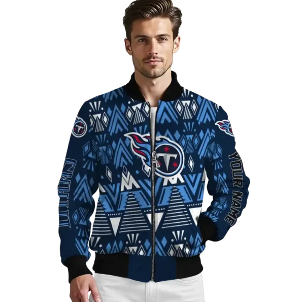 customized tennessee titans pyramid shapes navy bomber jacket high quality