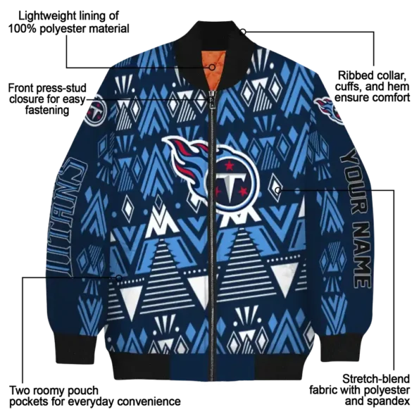 customized tennessee titans pyramid shapes navy bomber jacket new arrival