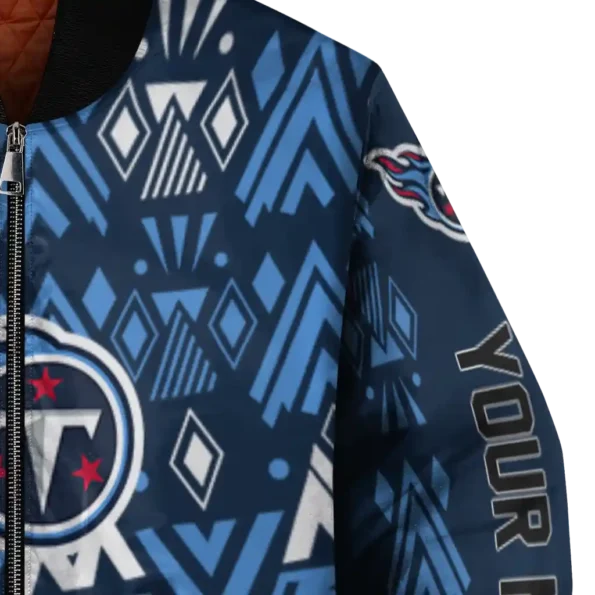 customized tennessee titans pyramid shapes navy bomber jacket premium grade