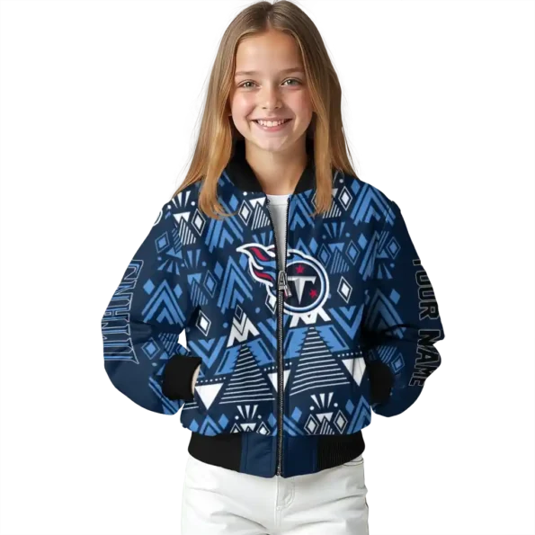 customized tennessee titans pyramid shapes navy bomber jacket top rated