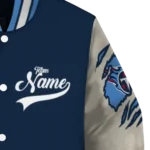 customized tennessee titans razorback outline navy nude varsity jacket best selling