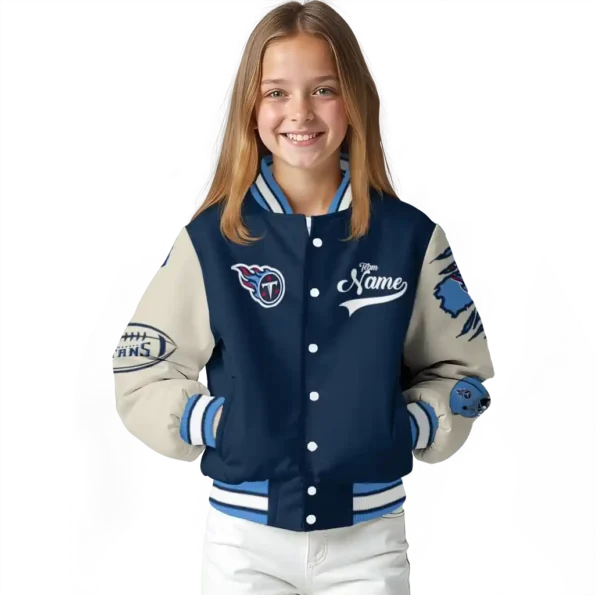 customized tennessee titans razorback outline navy nude varsity jacket top rated
