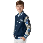customized tennessee titans razorback outline navy nude varsity jacket best selling