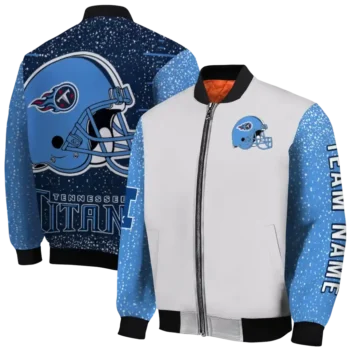 customized tennessee titans speckled arms navy gray bomber jacket fashion forward