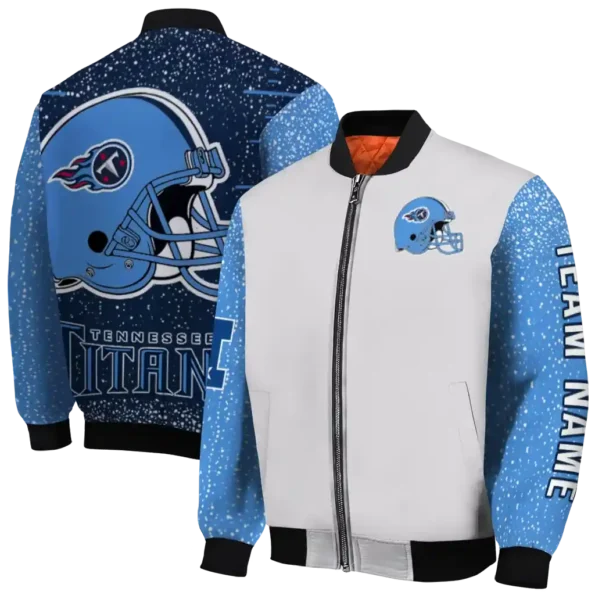 customized tennessee titans speckled arms navy gray bomber jacket fashion forward