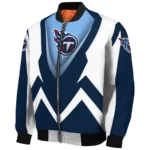 customized tennessee titans v stripes navy white bomber jacket best selling