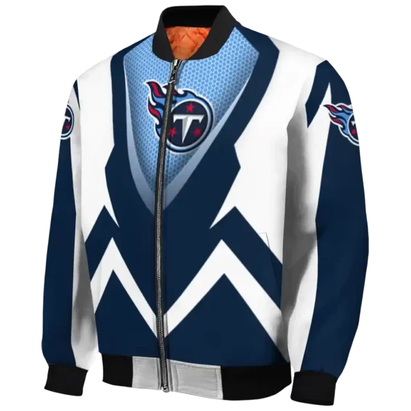 customized tennessee titans v stripes navy white bomber jacket best selling