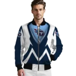 customized tennessee titans v stripes navy white bomber jacket best selling