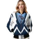 customized tennessee titans v stripes navy white bomber jacket best selling