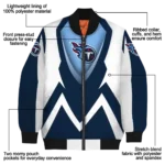 customized tennessee titans v stripes navy white bomber jacket best selling