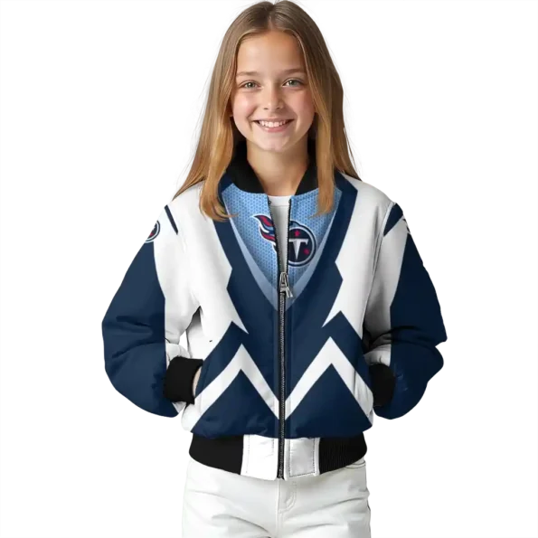 customized tennessee titans v stripes navy white bomber jacket top rated
