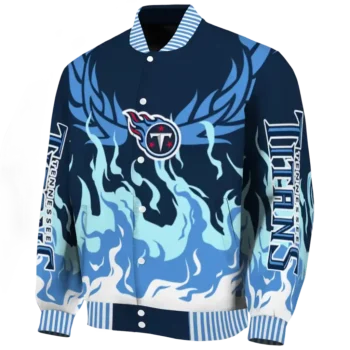 customized tennessee titans winged blaze navy white varsity jacket best selling