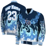 customized tennessee titans winged blaze navy white varsity jacket best selling