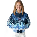 customized tennessee titans winged blaze navy white varsity jacket best selling