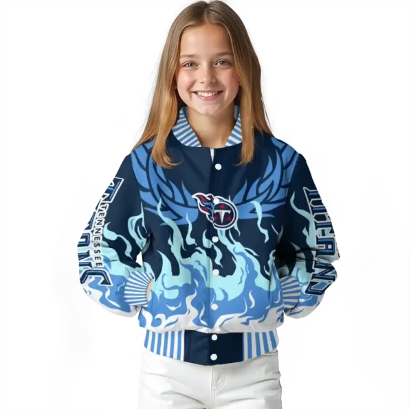 customized tennessee titans winged blaze navy white varsity jacket top rated
