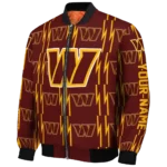customized washington commanders bolt stripe burgundy bomber jacket best selling