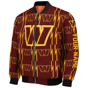 customized washington commanders bolt stripe burgundy bomber jacket best selling