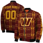 customized washington commanders bolt stripe burgundy bomber jacket best selling