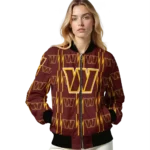 customized washington commanders bolt stripe burgundy bomber jacket best selling