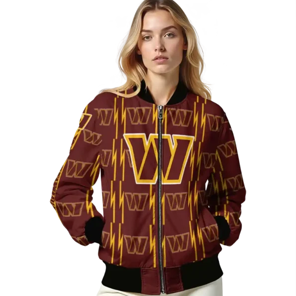customized washington commanders bolt stripe burgundy bomber jacket latest model