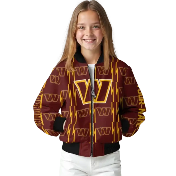 customized washington commanders bolt stripe burgundy bomber jacket top rated
