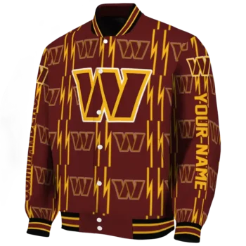 customized washington commanders bolt stripe burgundy varsity jacket best selling