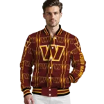 customized washington commanders bolt stripe burgundy varsity jacket best selling