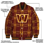 customized washington commanders bolt stripe burgundy varsity jacket best selling