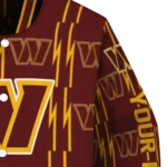 customized washington commanders bolt stripe burgundy varsity jacket best selling
