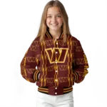customized washington commanders bolt stripe burgundy varsity jacket best selling