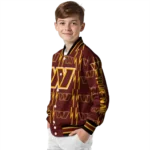 customized washington commanders bolt stripe burgundy varsity jacket best selling
