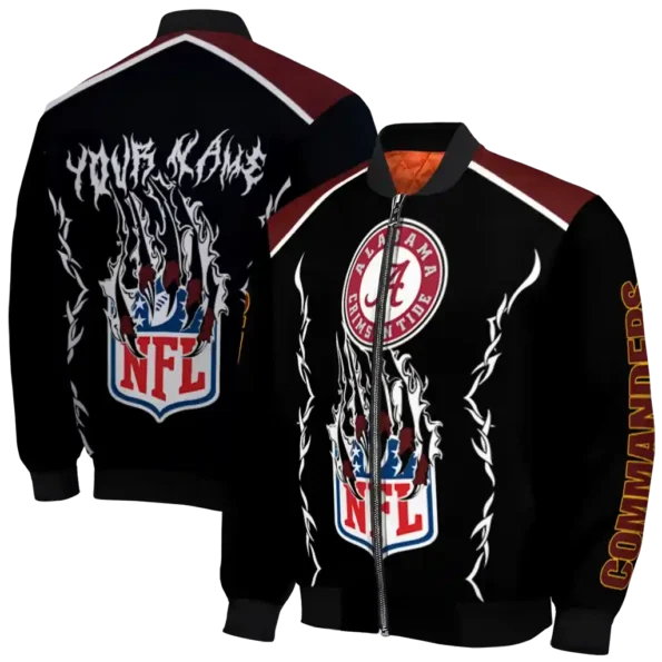 customized washington commanders claw blood burgundy black bomber jacket fashion forward