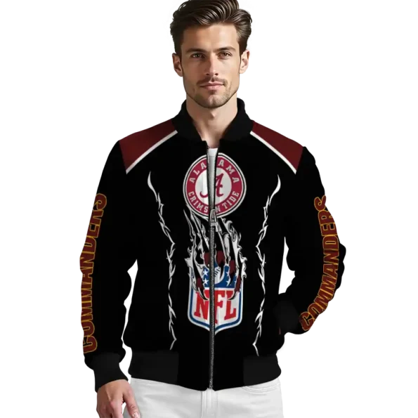 customized washington commanders claw blood burgundy black bomber jacket high quality