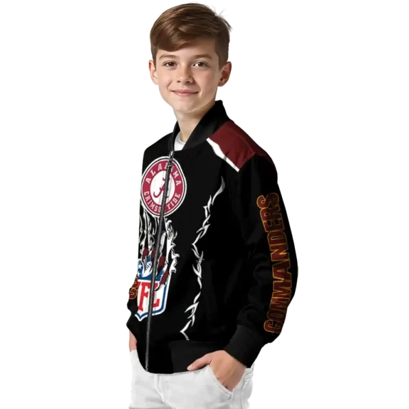 customized washington commanders claw blood burgundy black bomber jacket trendy