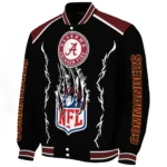 customized washington commanders claw blood burgundy black varsity jacket best selling