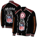 customized washington commanders claw blood burgundy black varsity jacket best selling