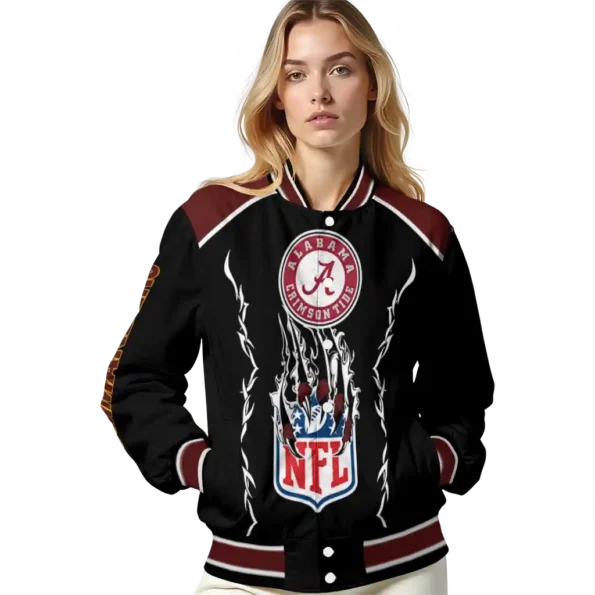 customized washington commanders claw blood burgundy black varsity jacket latest model