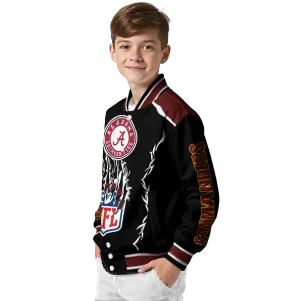 customized washington commanders claw blood burgundy black varsity jacket trendy