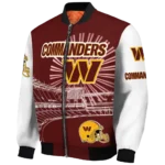 customized washington commanders ferris arena burgundy white bomber jacket best selling